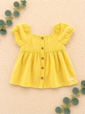 Koala Kids Yellow Button-Front Peasant Blouse
